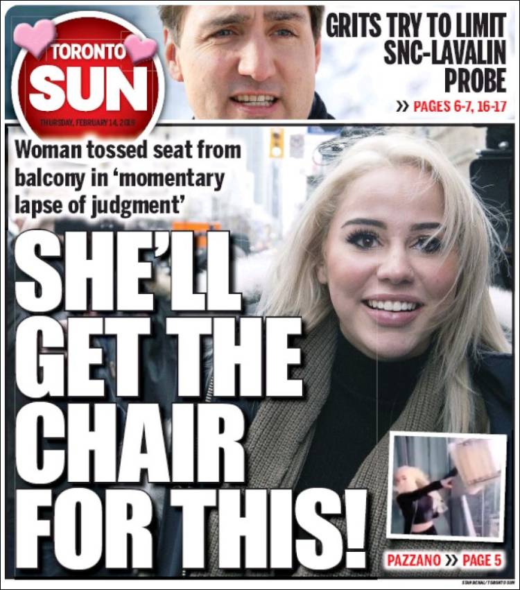 Portada de The Toronto Sun (Canadá)