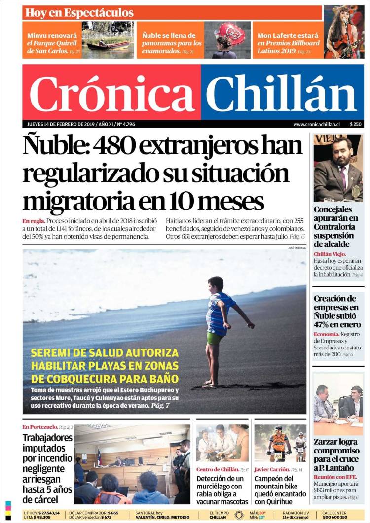 Portada de Crónica Chillán (Chile)