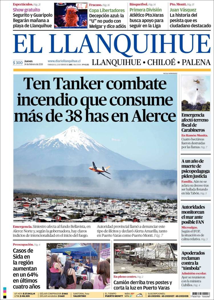 Portada de El Llanquihue (Chile)