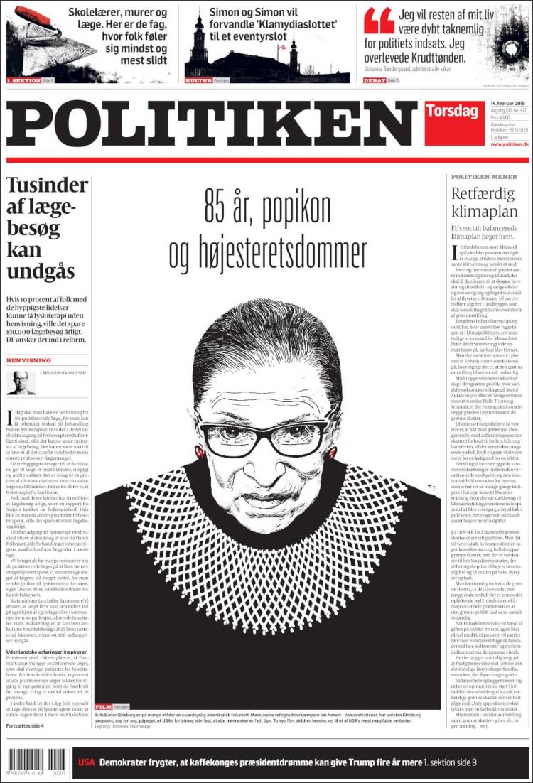 Portada de Politiken (Dinamarca)
