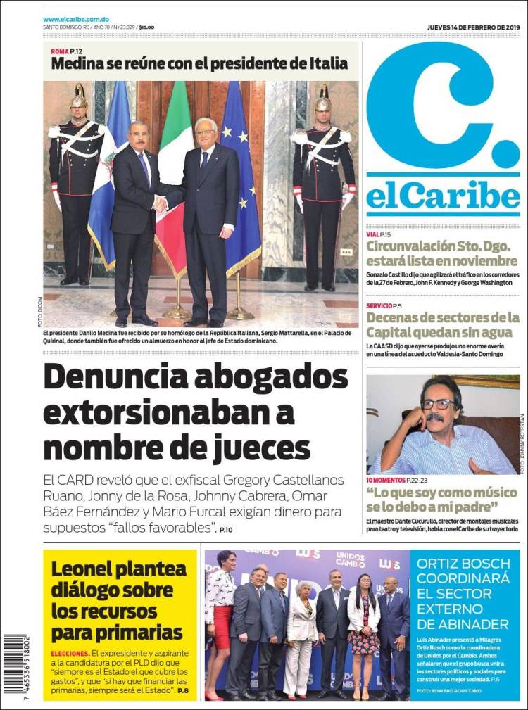 Portada de El Caribe (R. Dominicana)