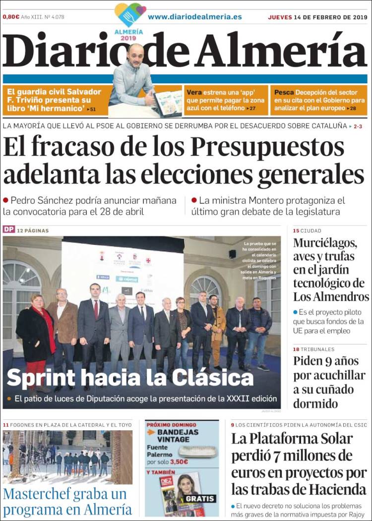 Portada de Diario de Almería (España)