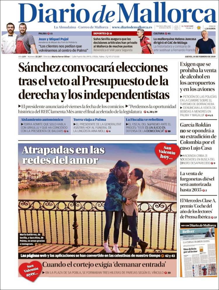 Portada de Diario de Mallorca (España)