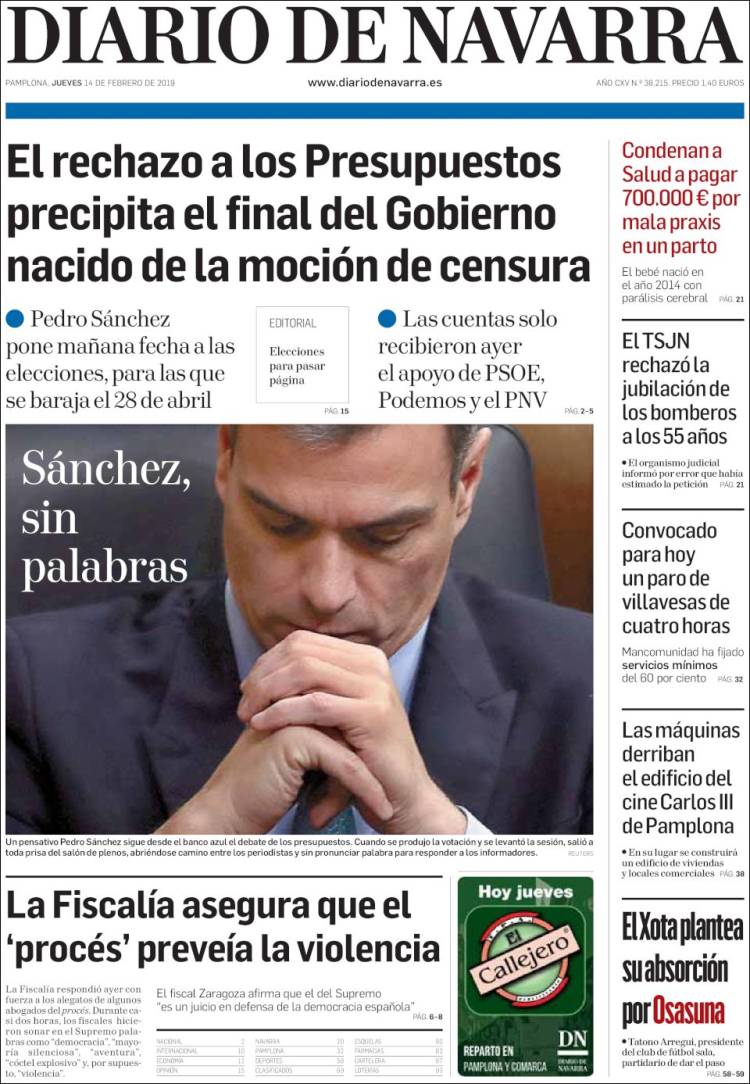 Portada de Diario de Navarra (España)