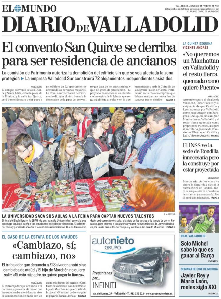 Portada de Diario de Valladolid (España)