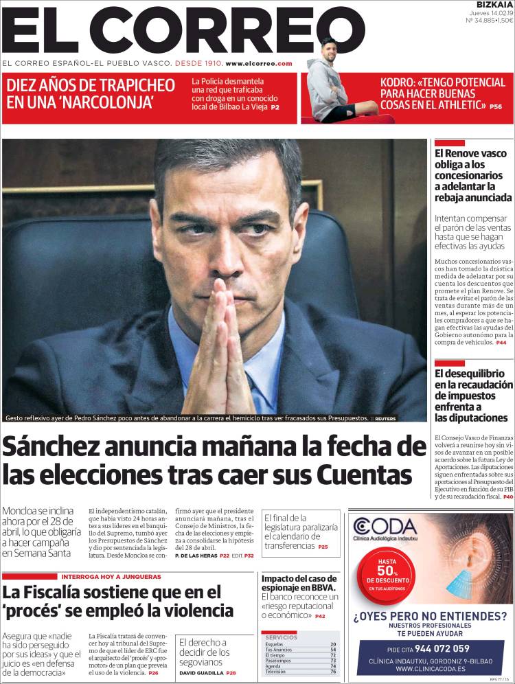 Portada de El Correo (España)