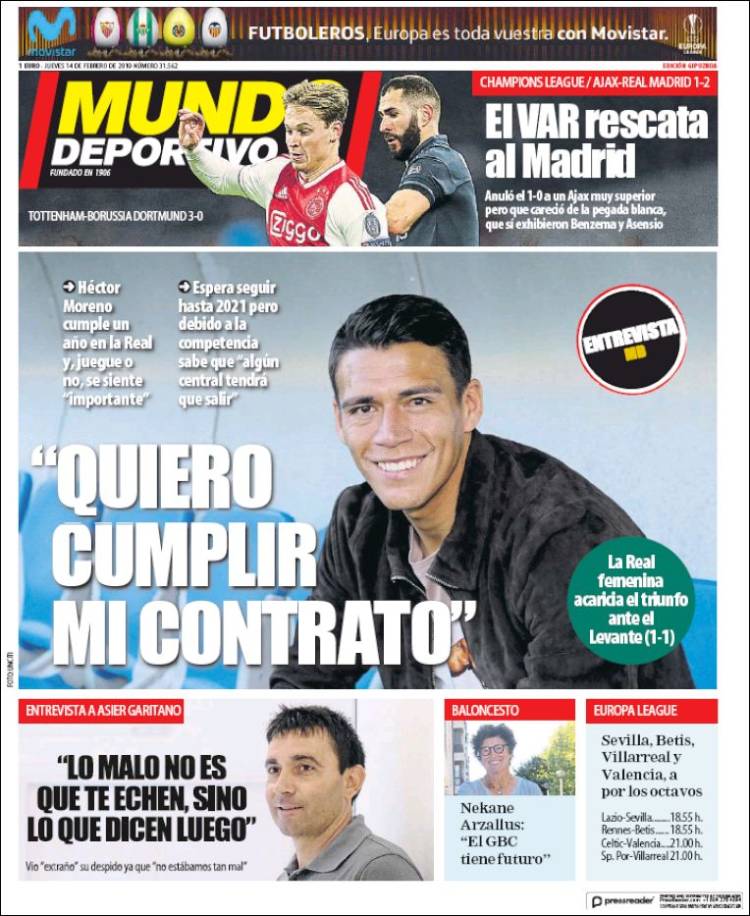 Portada de Mundo Deportivo Gipuzkoa (España)