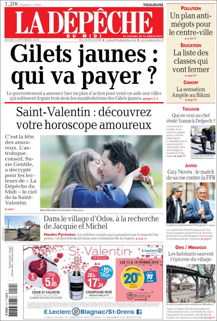 Portada de La Dépêche du Midi (Francia)