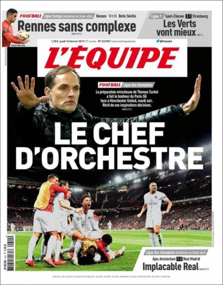Portada de L'Equipe (Francia)