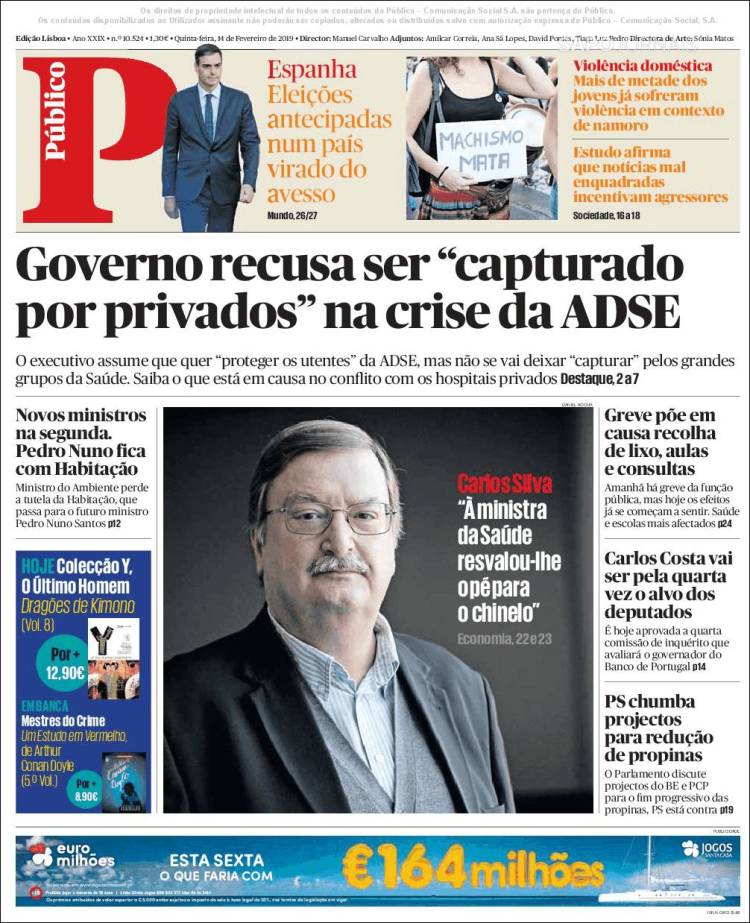 Portada de Público (Portugal)