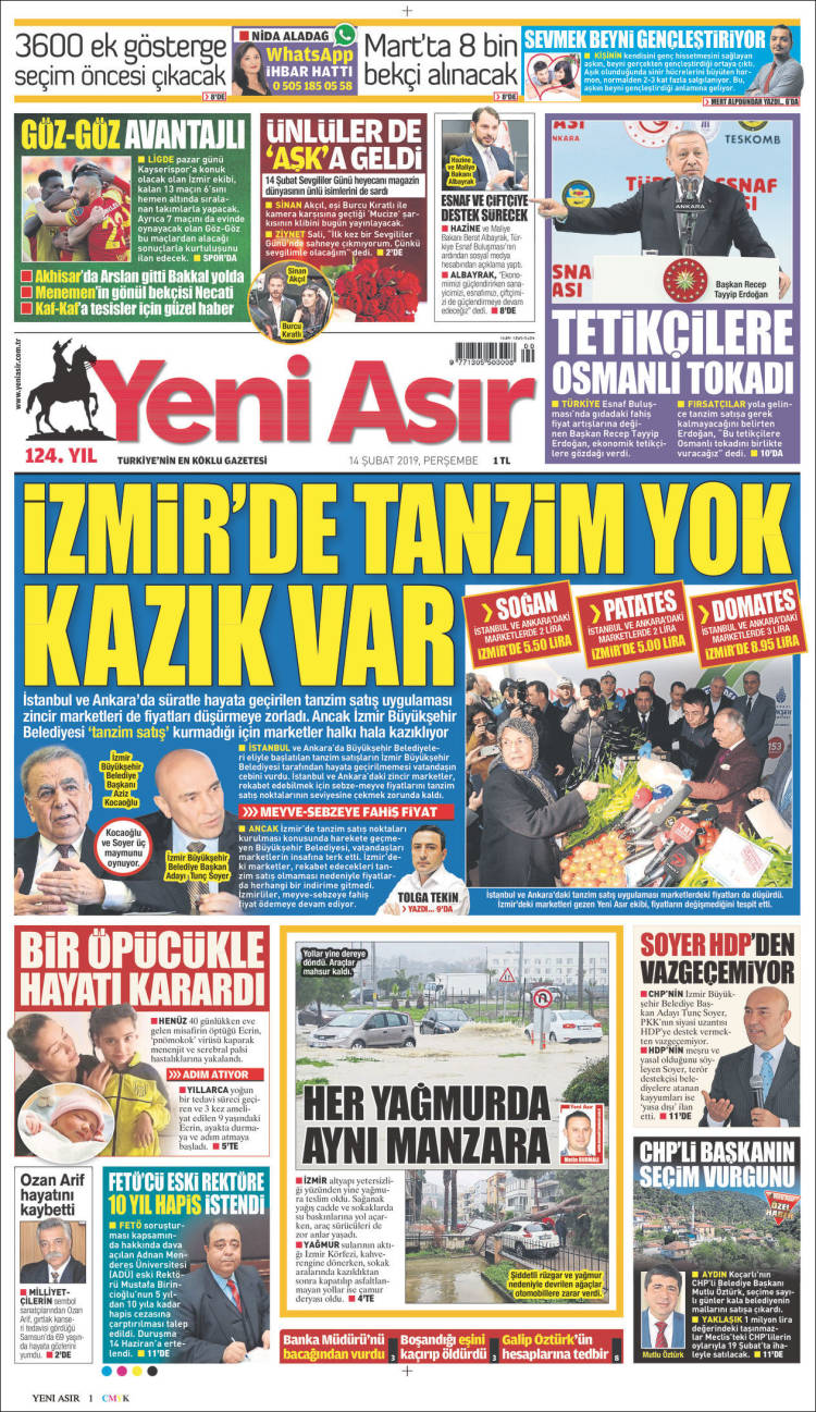 Portada de Yeni Asır (Turqu&iacute;a)