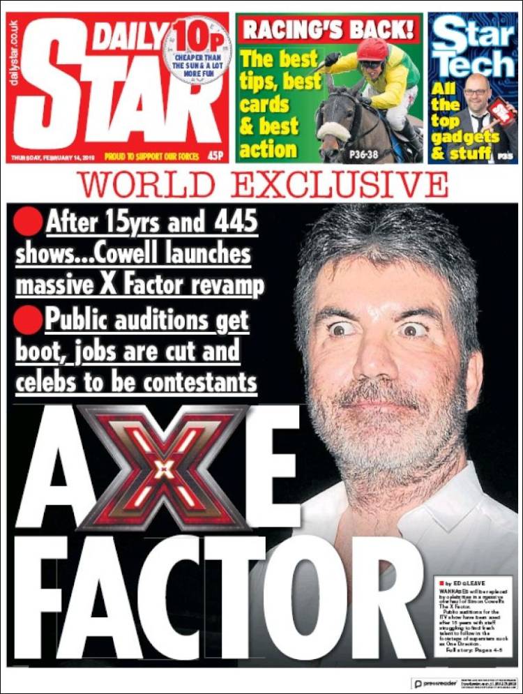 Portada de Daily Star (Reino Unido)
