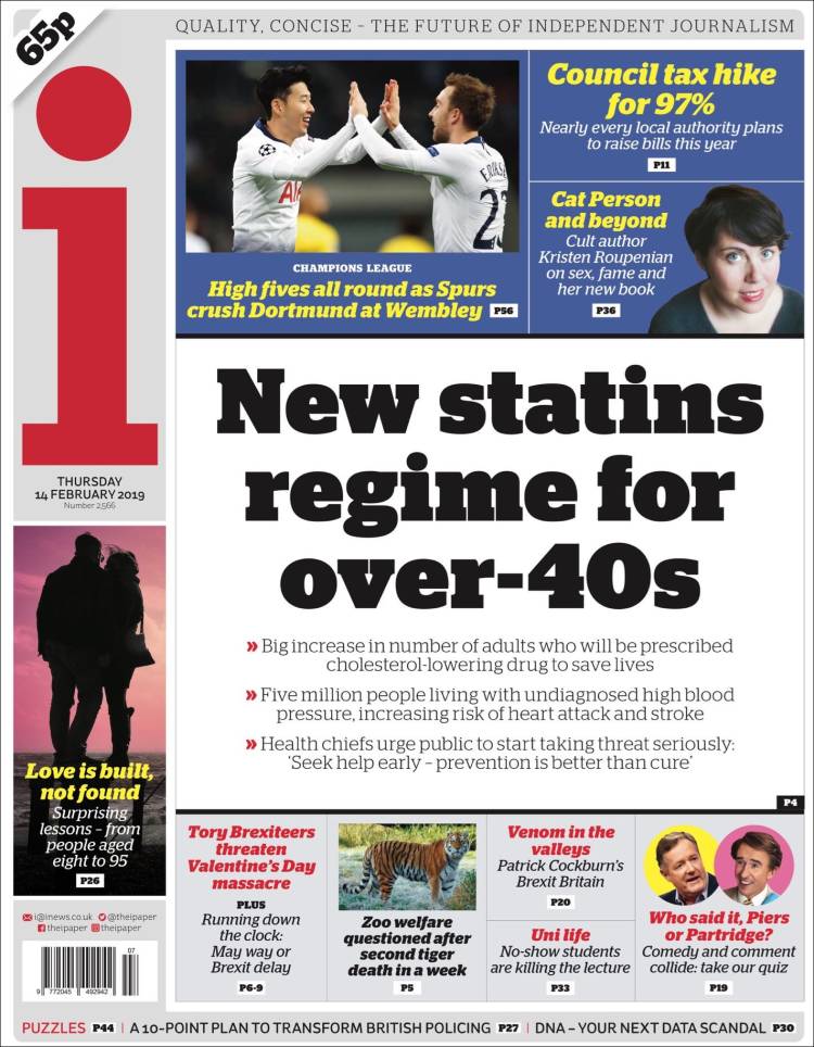 Portada de The i (Reino Unido)