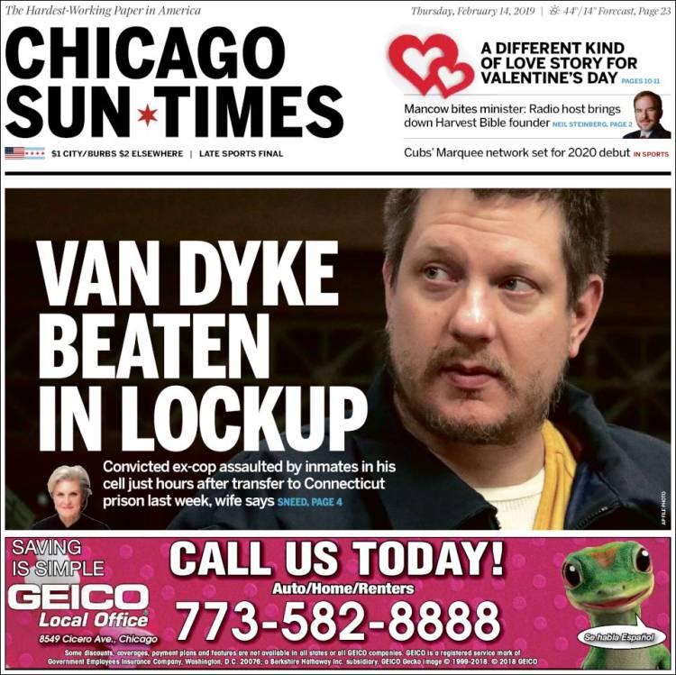 Portada de Chicago Sun-Times (USA)