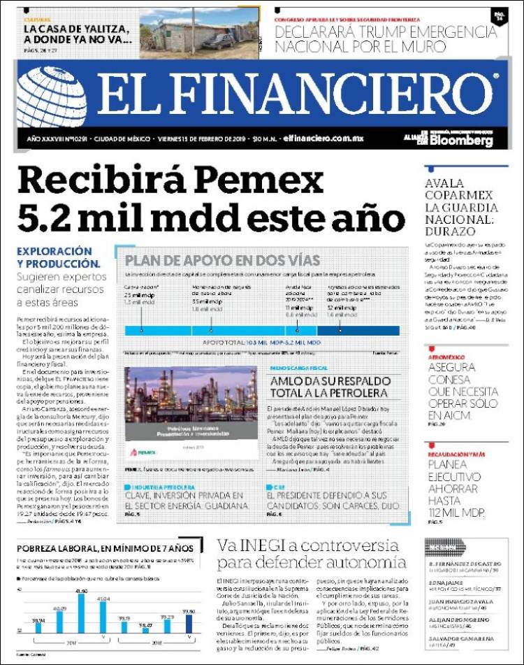 Portada de El Financiero (México)