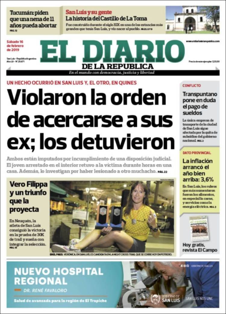 Portada de Diario de la República (Argentina)