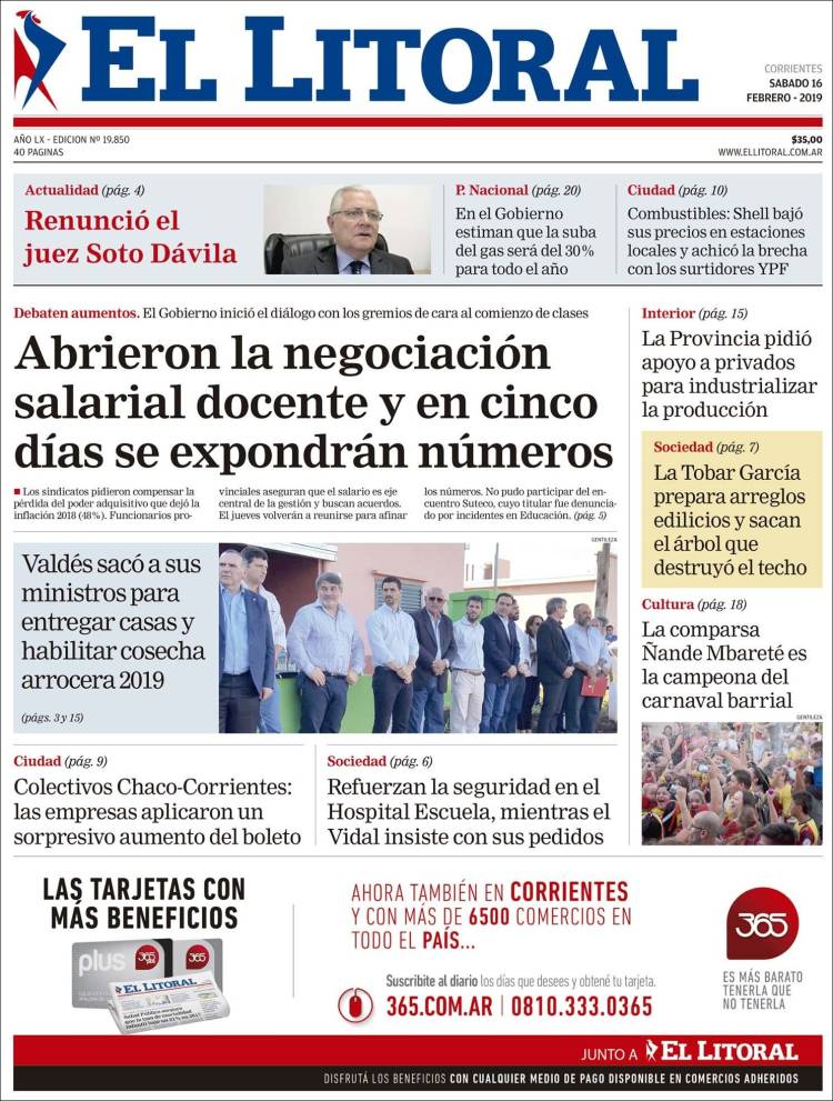 Portada de El Litoral Corrientes (Argentina)
