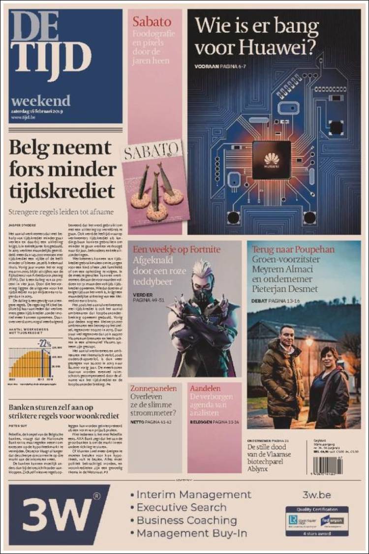 Portada de De Tijd (B&eacute;lgica)