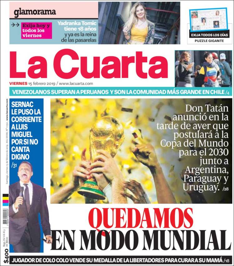 Portada de La Cuarta (Chile)