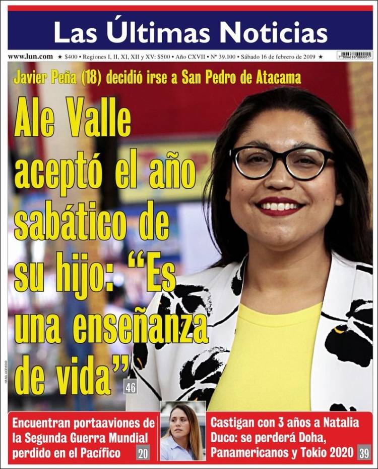 Portada de Las Últimas Noticias (Chile)