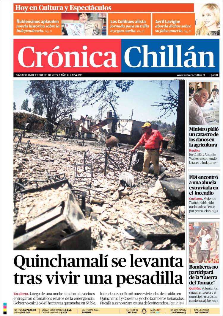 Portada de Crónica Chillán (Chile)