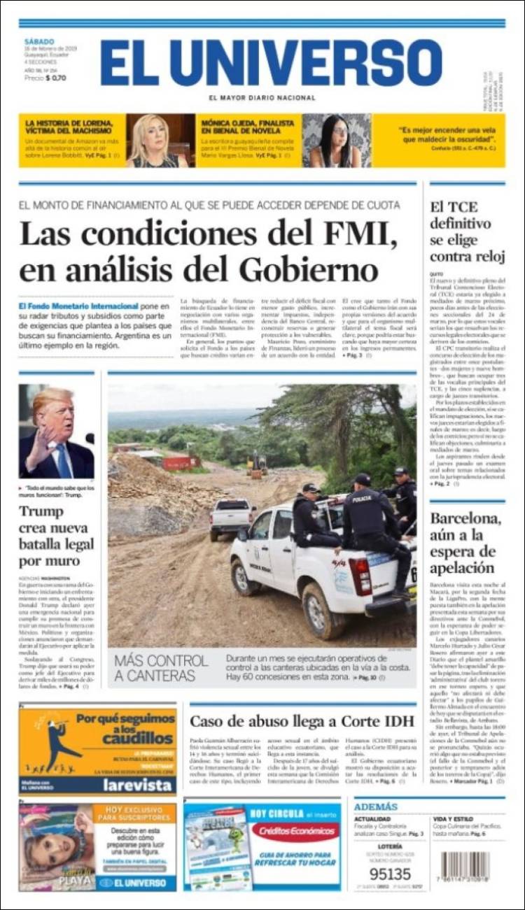 Portada de El Universo - Ecuador (Ecuador)