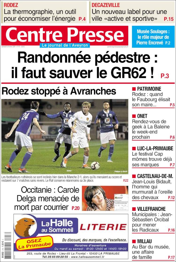 Portada de Centre Presse (Francia)