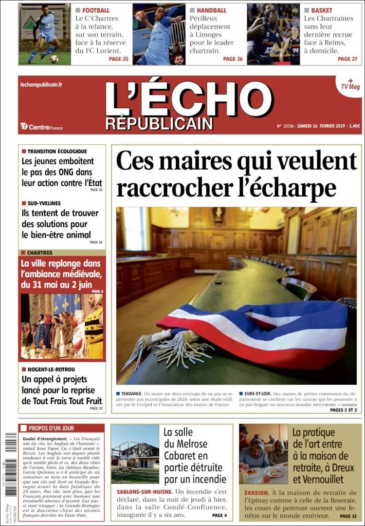 Portada de L'Echo Républicain (Francia)