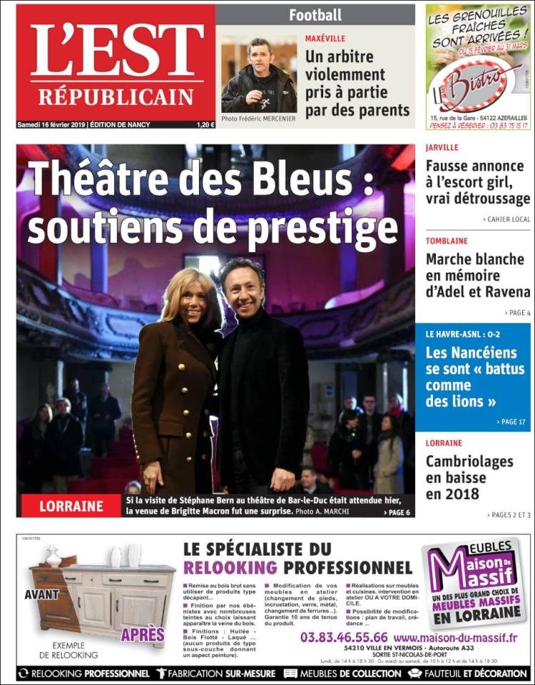 Portada de L'Est Republicain (Francia)