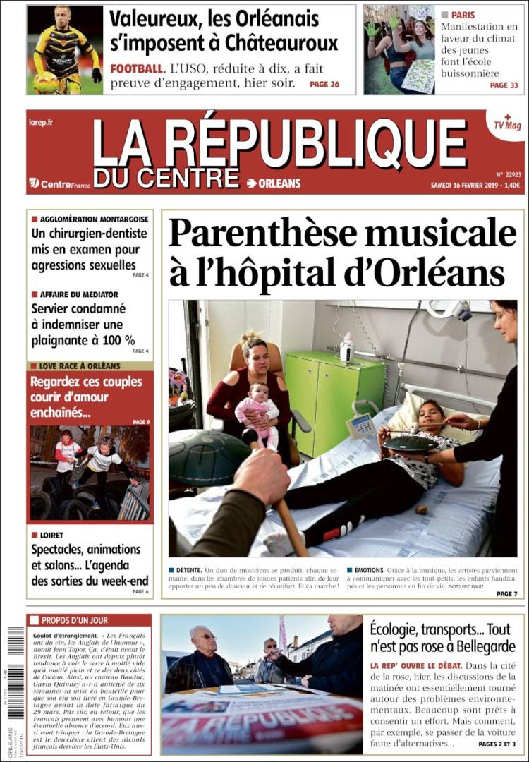 Portada de La République du Centre (Francia)