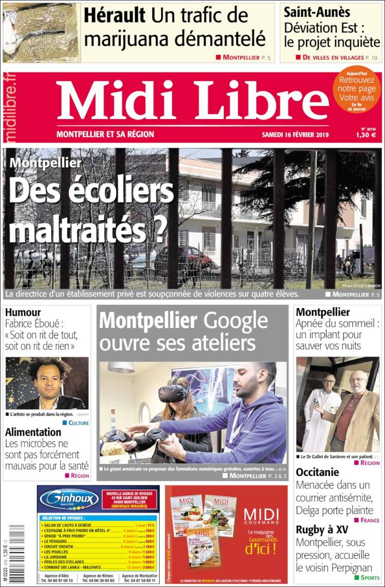 Portada de Midi Libre (Francia)