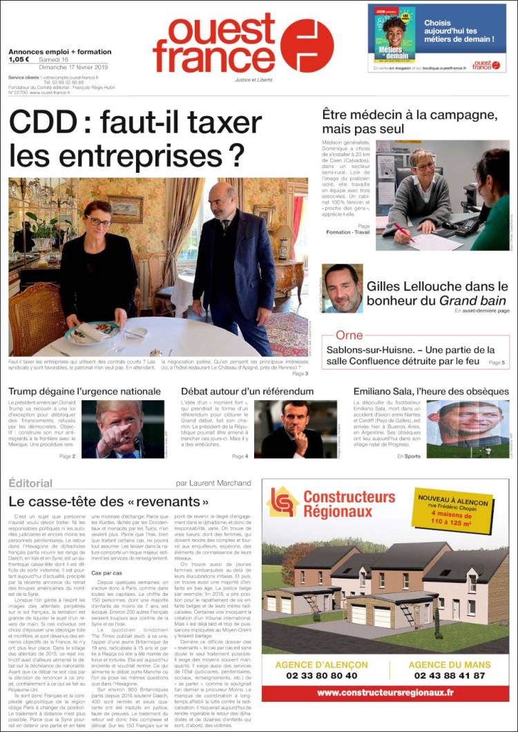 Portada de Ouest France (Francia)