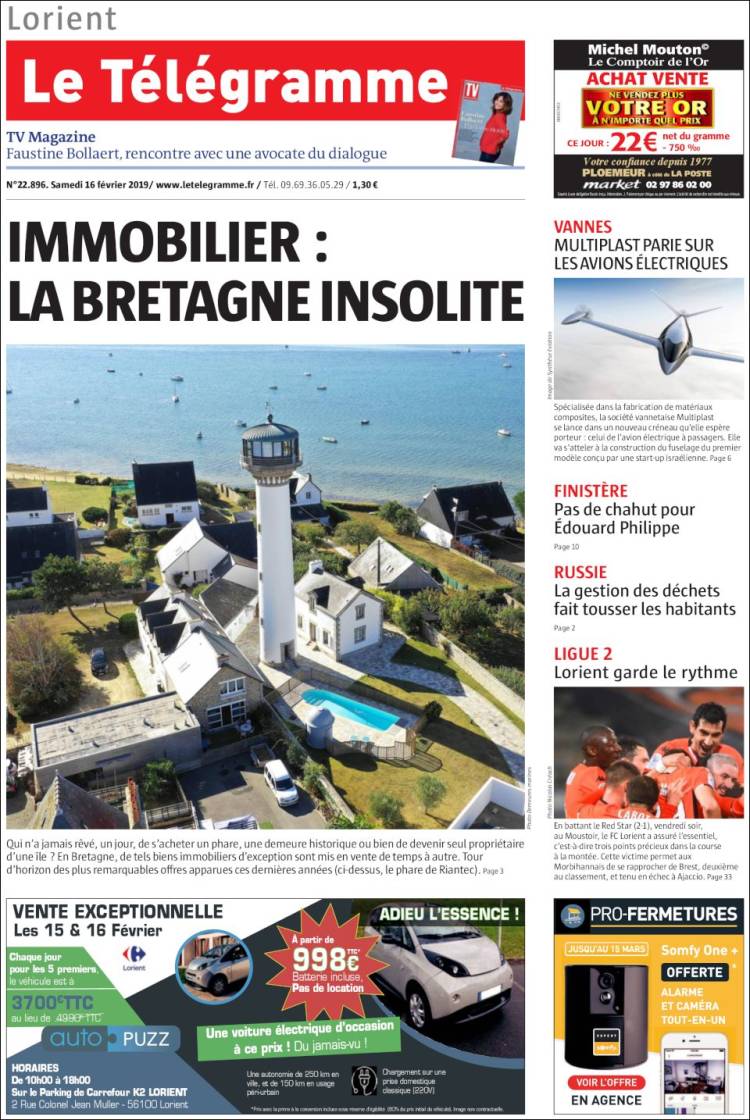 Portada de Télégramme (Francia)