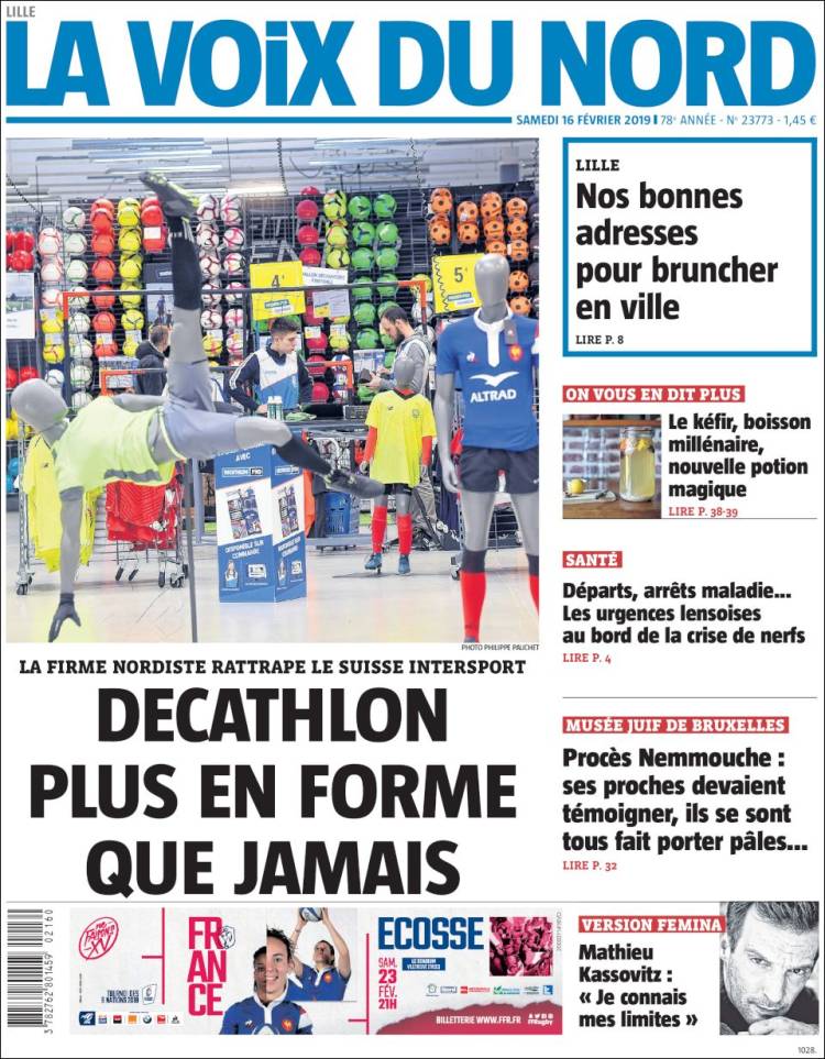 Portada de La Voix du Nord (Francia)