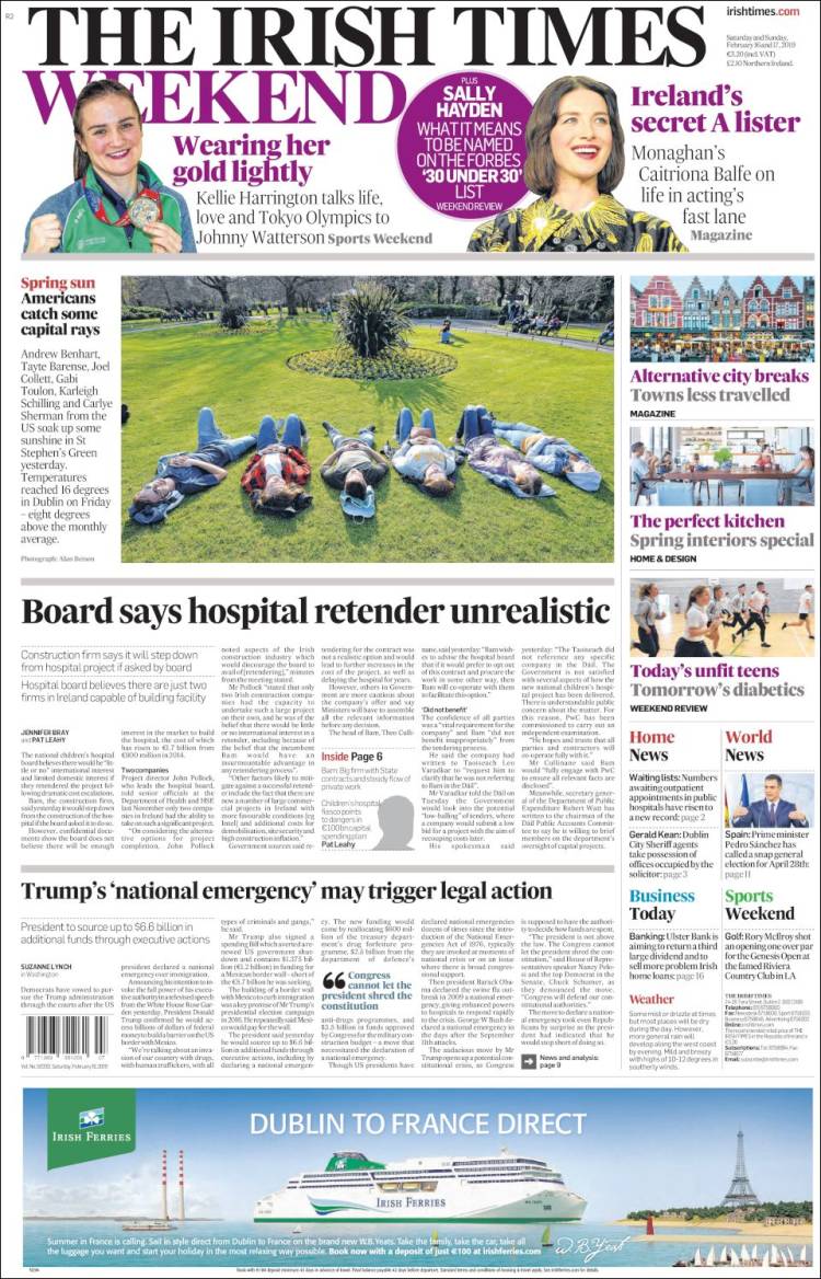 Portada de Irish Times (Irlanda)