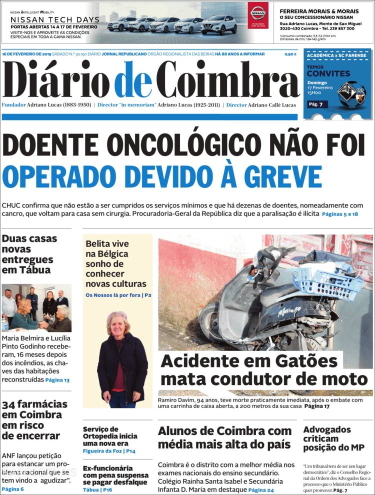 Portada de Diário de Coimbra (Portugal)