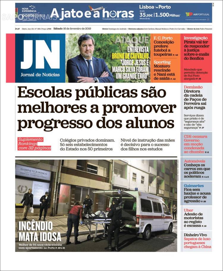 Portada de Jornal de Notícias (Portugal)