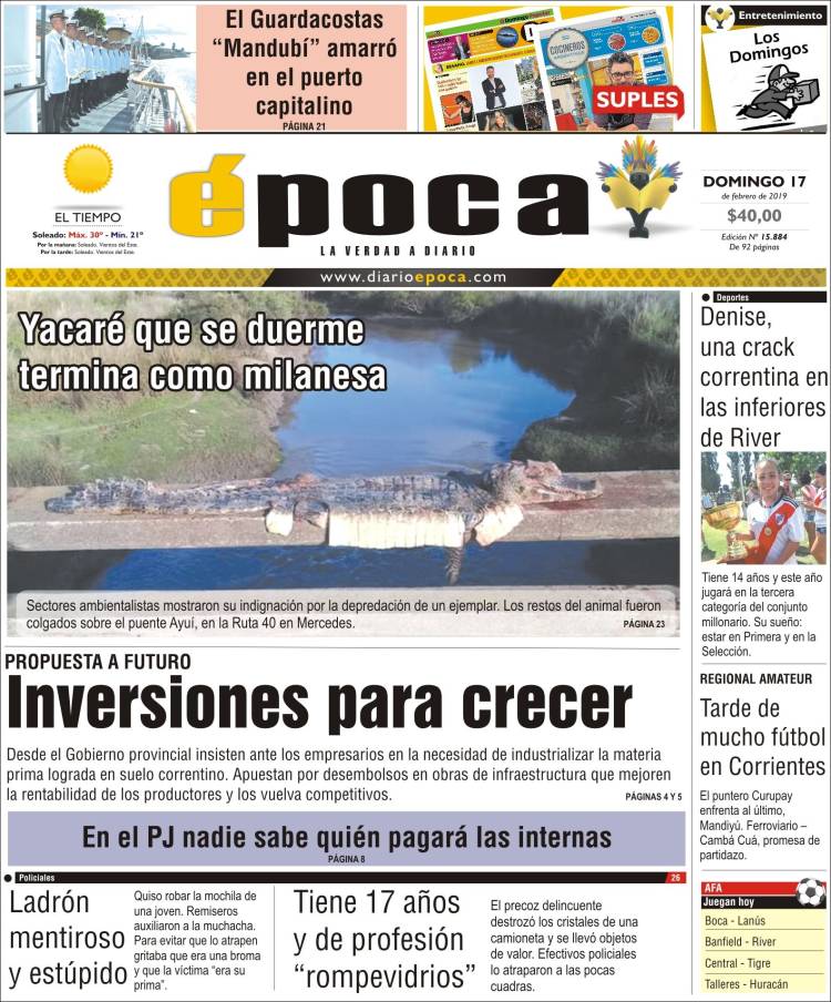 Portada de Diario Época (Argentina)