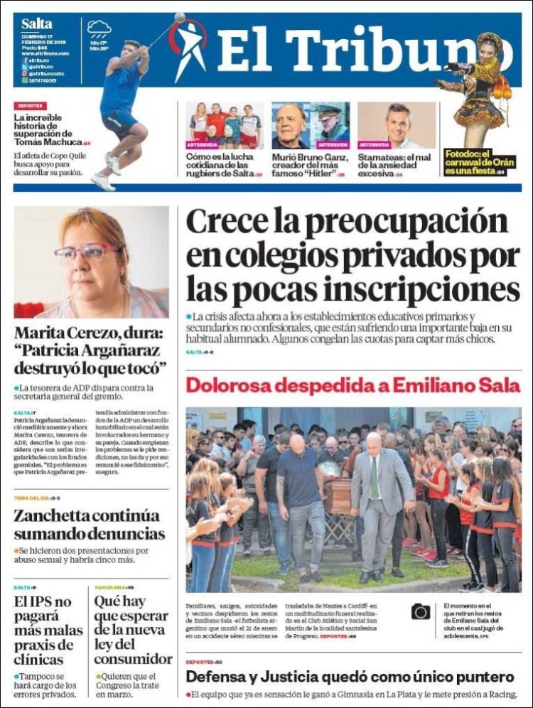 Portada de El Tribuno - Salta (Argentina)