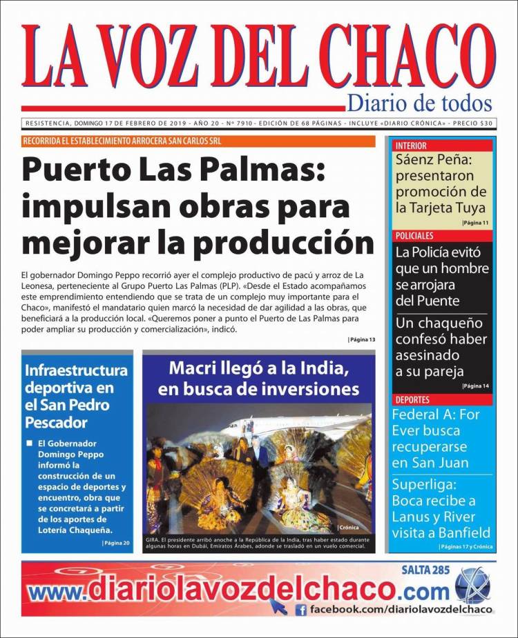 Portada de La Voz del Chaco (Argentina)