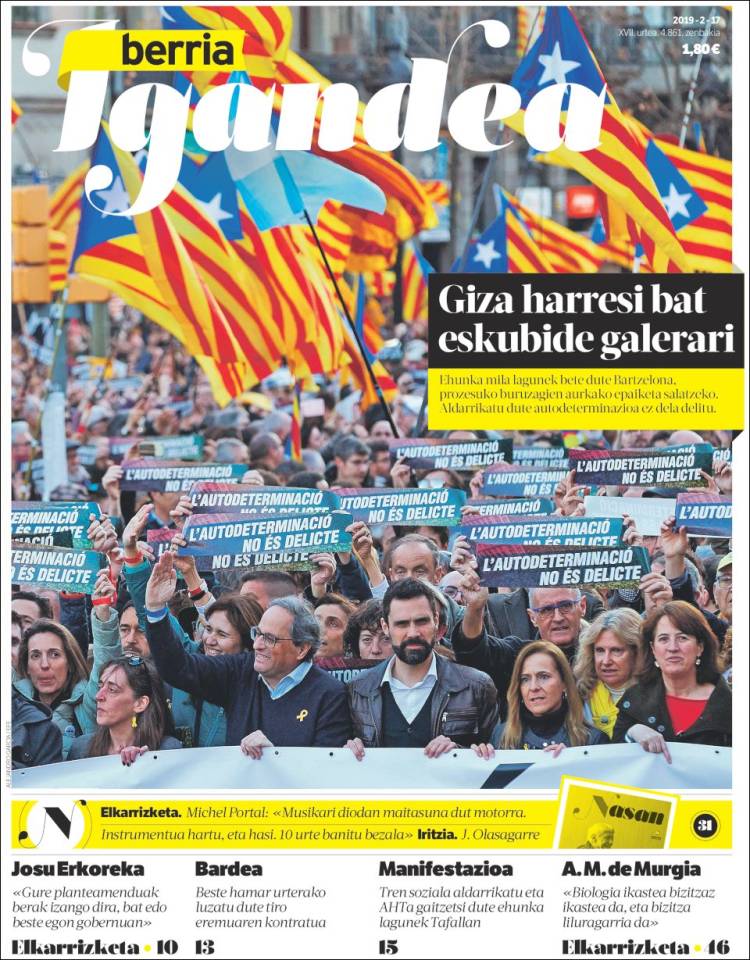 Portada de Berria (España)