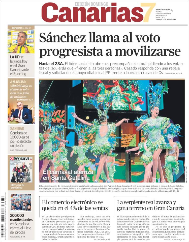 Portada de Canarias 7 (España)