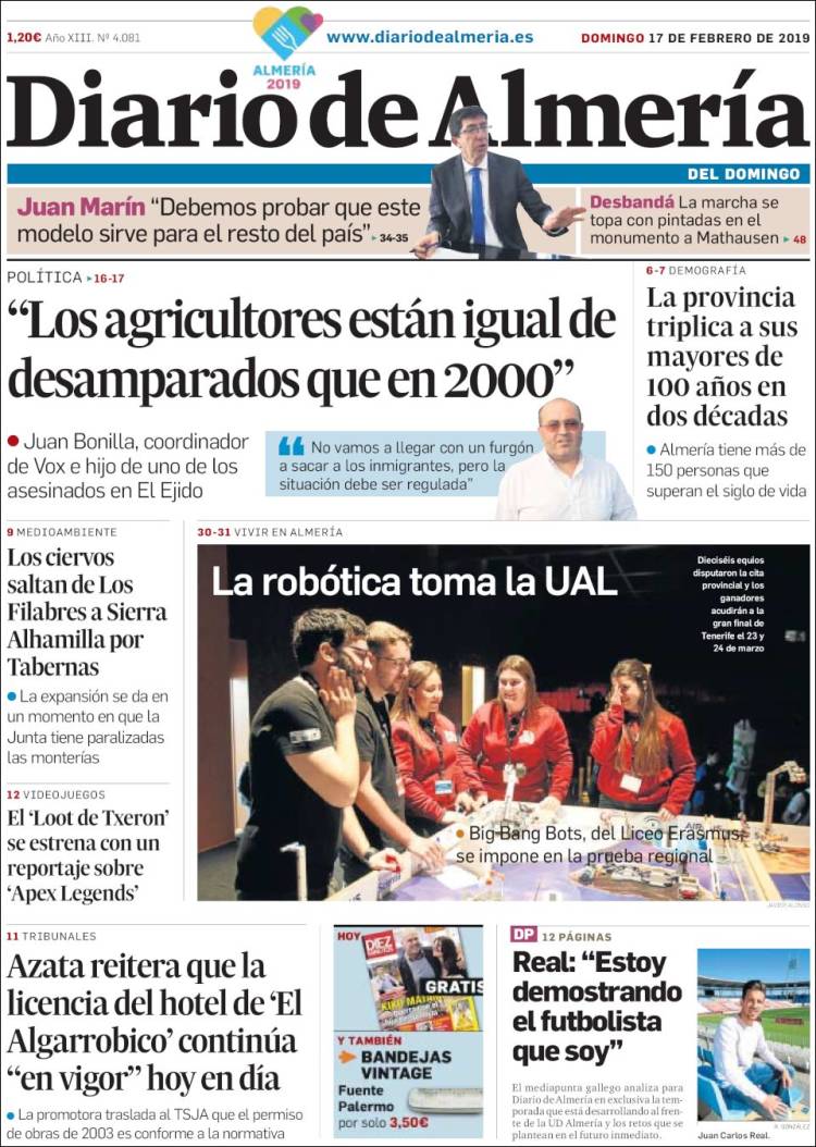 Portada de Diario de Almería (España)