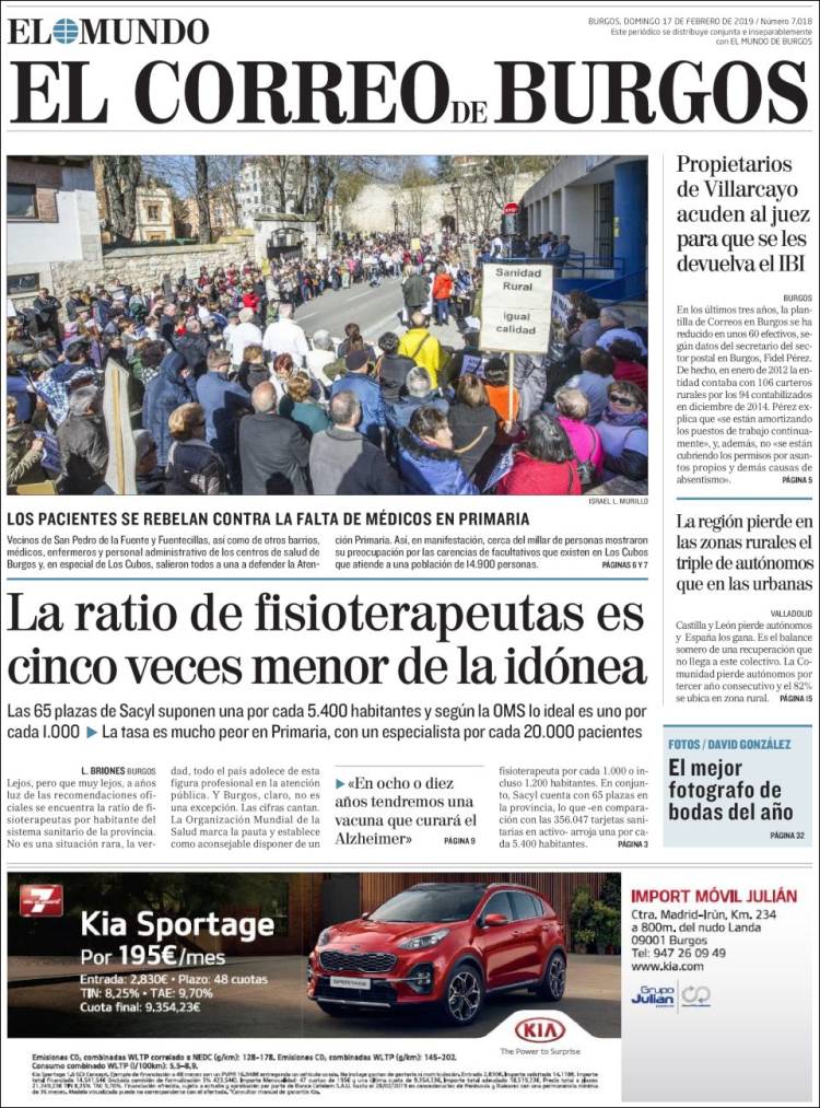 Portada de El Correo de Burgos (España)