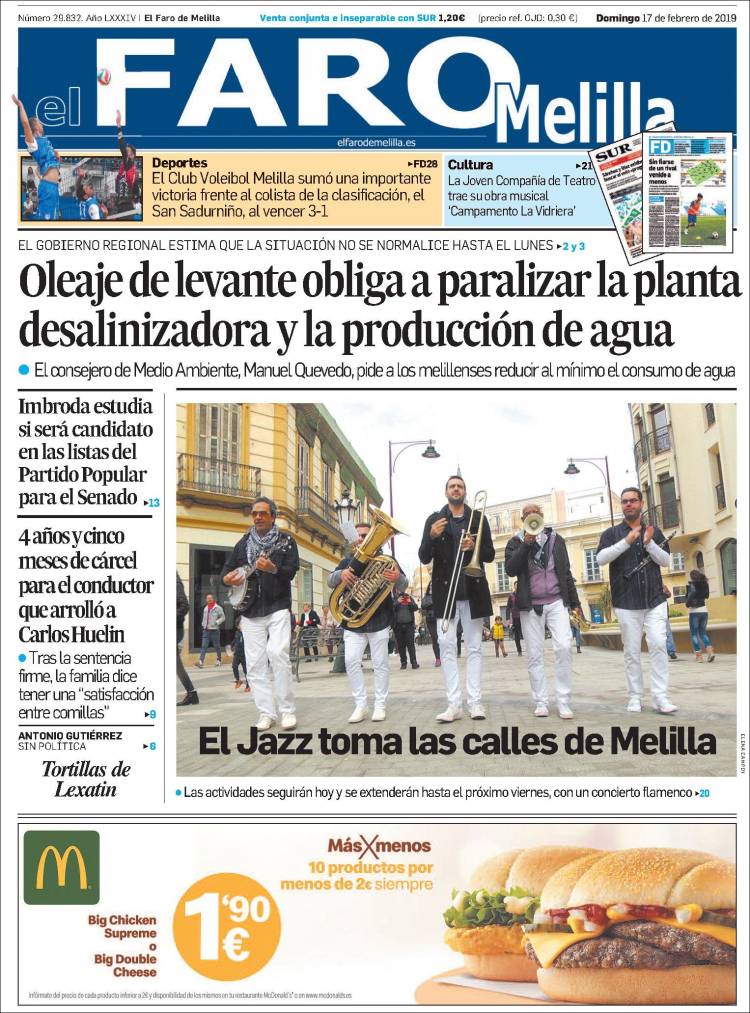 Portada de El Faro de Melilla (España)