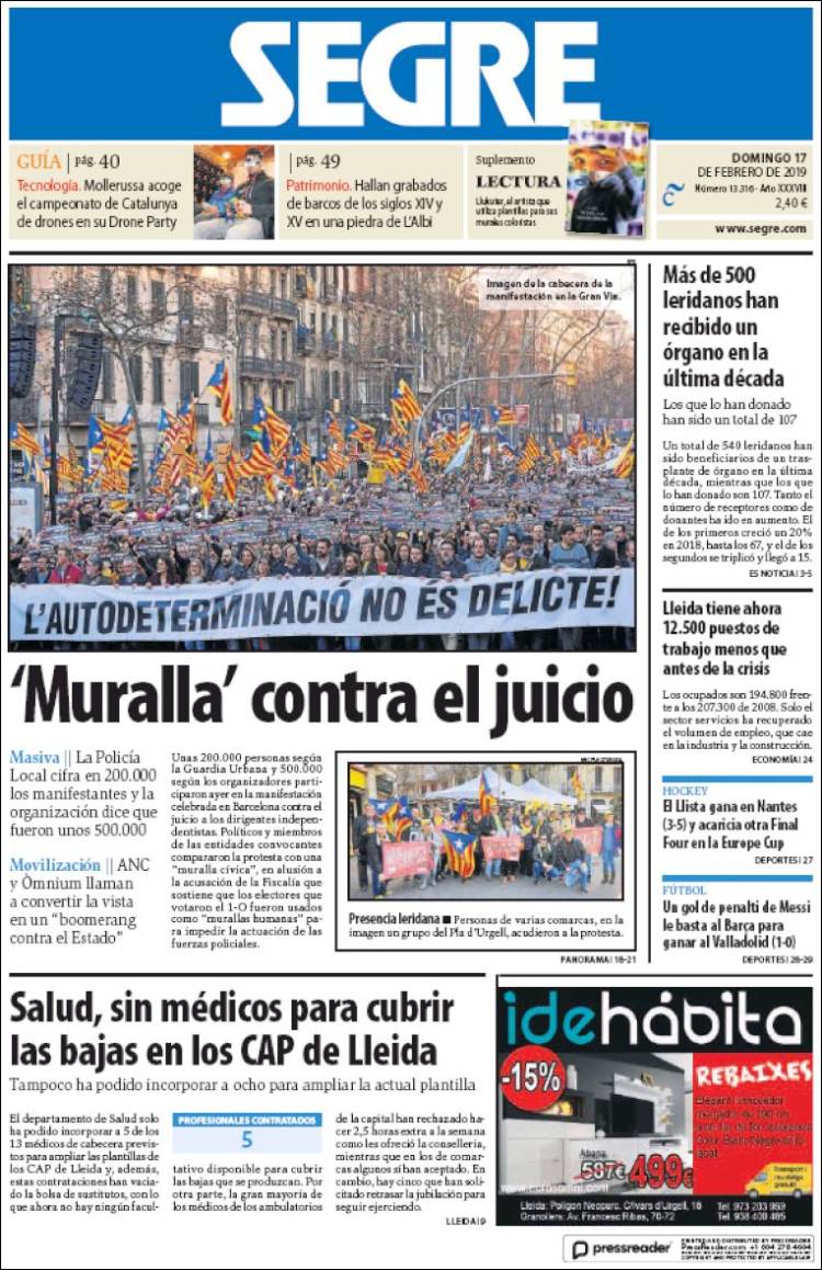 Portada de Segre  (España)