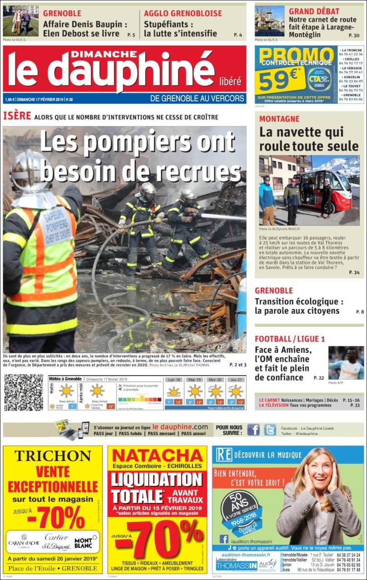 Portada de Le Dauphiné Libéré (Francia)