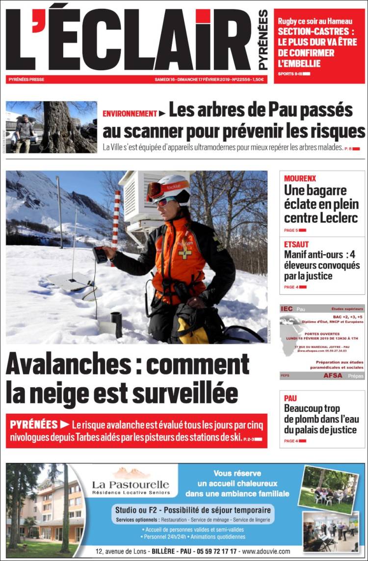 Portada de L'Eclair des Pyrénées (Francia)