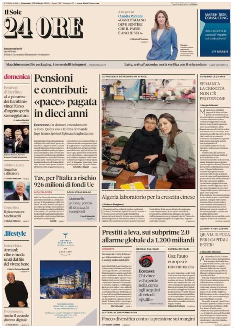 Portada de Il Sole 24 ORE (Italia)
