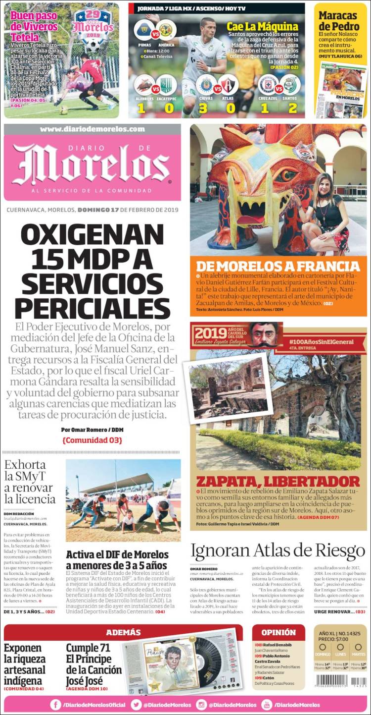 Portada de Diario de Morelos (México)